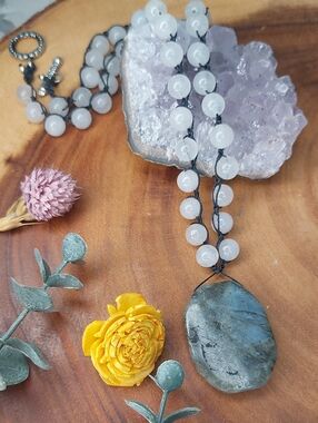Labradorite & Quartz Necklace Handcrafted by Rust Belt Raised
